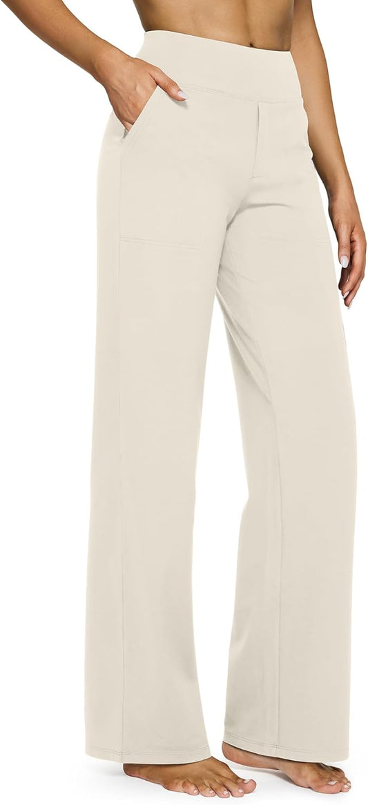 G4Free Yoga Pants Women Wide Leg Pants with Pockets High Waist Stretch Dress Casual Sweatpants Petite/Regular/Tall