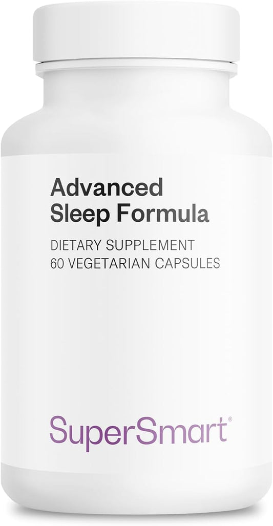 Supersmart - Advanced Sleep Formula (High Strength) - with Melatonin, Valerian Root, California Poppy, Passion Flower, Lithium Orotate | Non-GMO & Gluten Free - 60 Vegetarian Capsules