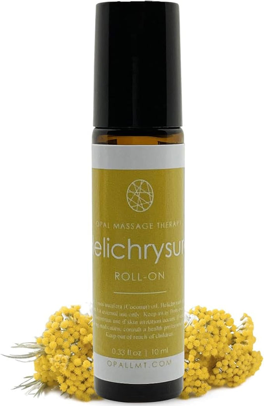 Premium Essential Oil Roll On Opal Massage Therapy 100% Natural & Pure 10 ML Roll On, Keep it Simple, Keep it Natural and Enjoy The Benefits (Helichrysum)