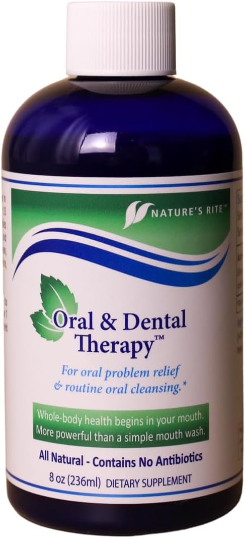Nature's Rite Oral and Dental Therapy - Mouthwash for Fresh Breath and Healthy Gums - All Natural Oral Care Solution - Polysorbate 20, Silver Colloid, Peppermint Oil - 236 ml