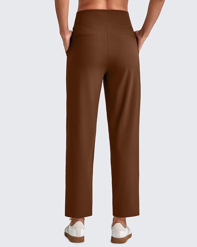 G4Free ShiftReady Womens Ankle Dress Yoga Pants with Pockets Stretchy Business Casual Slacks Work Trousers Travel Pant