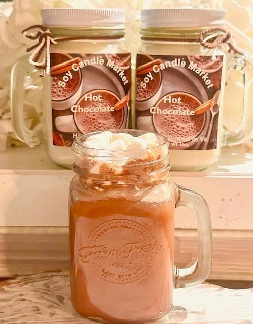 Soy Scented Candles | Handmade & Highly Aromatic Candles Burns Upto 85 Hours in Glass Jar - Perfect for Home Decor, Wedding, Birthday, Dinner (Hot Chocolate, 16 oz)