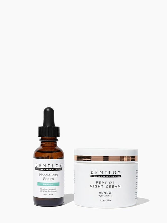 DRMTLGY Hydrated Skin Duo: Needle-less Serum & Peptide Night Cream