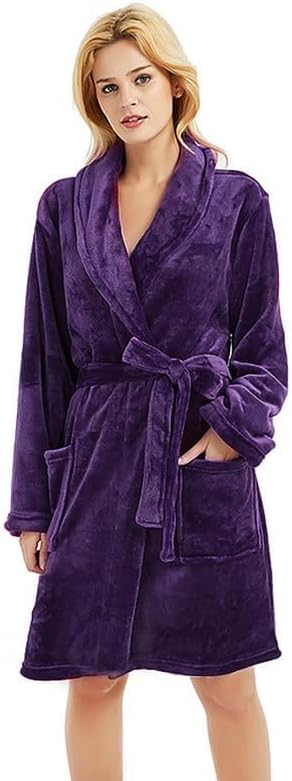 U2SKIIN Women Fleece Robe, Short Cozy Plush Robes for Womens Soft Shawl Collar Warm Spa Bathrobe