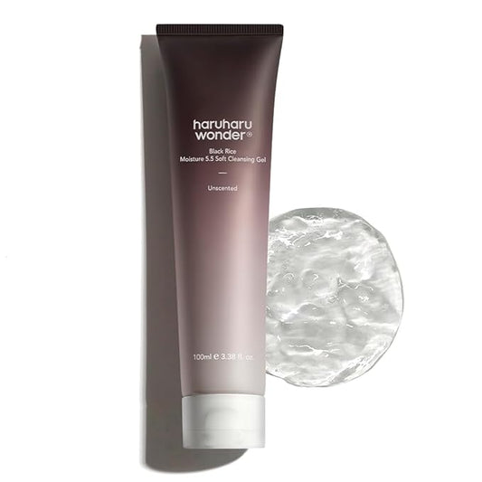 Black Rice Moisture 5.5 Soft Cleansing Gel, Gentle Foaming Daily Cleanser, Low 5.5pH, Moisture Balance, Soap Free, For Sensitive Skin, Vegan & Cruelty-Free, 3.4 fl.oz