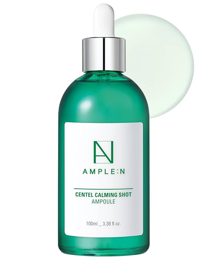 AMPLE:N Centel Calming Shot Ampoule - Korean Soothing Face Serum with Centella Asiatica to Calm Irritated & Sensitive Skin - Redness Relief, Acne Spot Treatment & Moisturizing, 3.38 fl.oz.