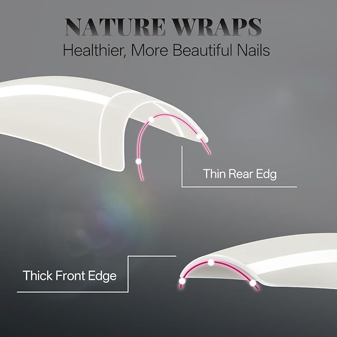 krofaue 504PCS French Nail Tips - Soft Gel Half Cover Fake Nails 12 Sizes Acrylic Square False Tips Natural French Tip Press On Nails Gift for Nail DIY & Salon