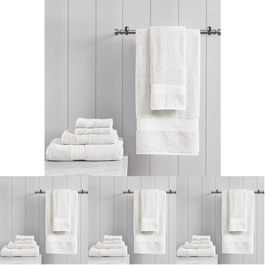 Madison Park Organic 100% Cotton Bathroom Towel Set, Hotel & Spa Quality Highly Absorbent, Quick Dry, Include for Shower, Handwash & Facial Washcloth, Multi-Sizes, White (Pack of 4)