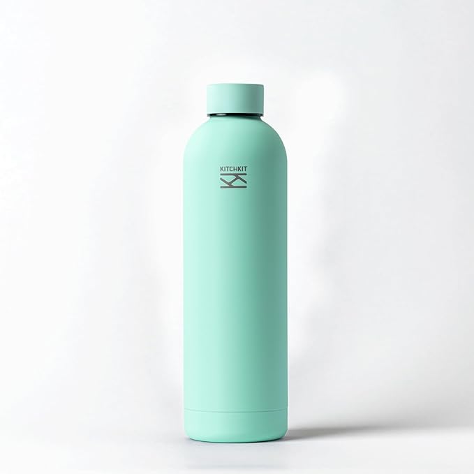 Insulated Stainless Steel Water Bottle 25oz/750ml Vacuum Flask, Leak-Proof Lid, Hot & Cold Retention, Minimalist White Design, Reusable Eco Bottle (Alpine Aqua)