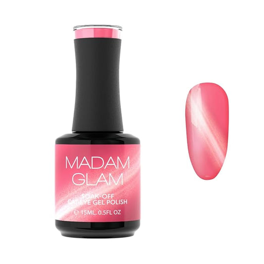 Madam Glam - Super Cat Eye Gel Polish 15ml 0.5 fl/oz - Nail Art Enhancement - Magnetic Effect - Long-Lasting, Vibrant, Vegan, Hema-Free (Pink)