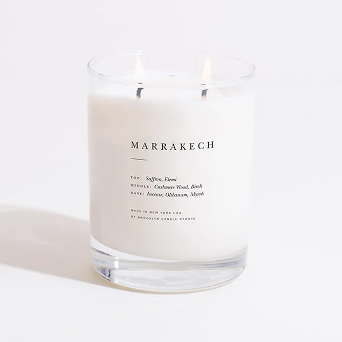 Brooklyn Candle Studio Marrakech Classic 2 Wick Candle - Luxury Scented Candle, Vegan Soy Wax, Hand Poured in The USA, 70 Hour Slow Burn Time - 13oz