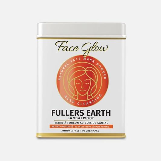 Face Glow- Fuller’s Earth w/Sandalwood - 12 Individual Sachets of Multani Mitti (10 gm each)- Reusable Brush & Tray Included- Timeless Radiance- Face Mask for Healthy Looking Skin - By Pride of India