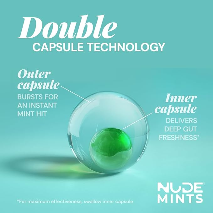 NUDE MINTS | Dual Action Liquid Capsules | Mouth Watering Mint - Lasts 3X Longer - 3X Stronger - Extreme Bad Breath Treatment For Adults - Sugar Free, 0 Calorie - All Flavors - 10 Pack - 300 Capsules