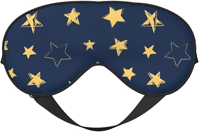 Sleep Eye Mask Doodle Yellow Stars Sleep Mask for Women Men Comfortable Eye Mask with Adjustable Strap Soft Eye Cover Blindfold for Travel Yoga Nap Shift Work