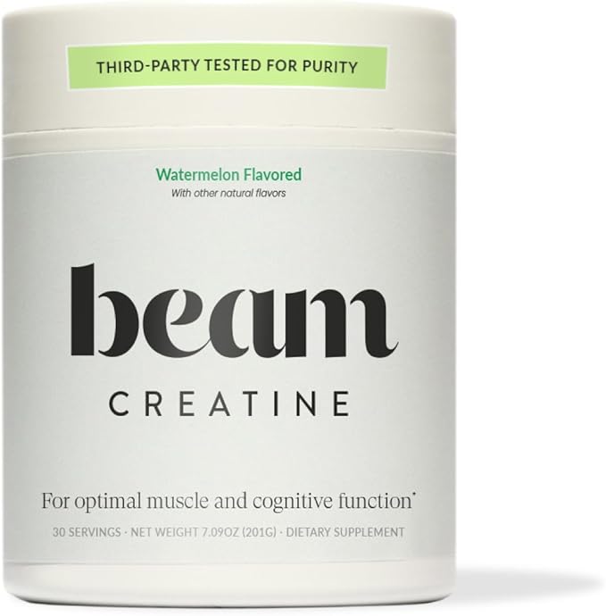 Beam Creatine Powder, Third Party Tested, Micronized Creatine Monohydrate Supplement, Creatine for Women and Men, Muscle Strength, Workout Recovery, Lean Muscle, 30 Servings, Watermelon Flavor