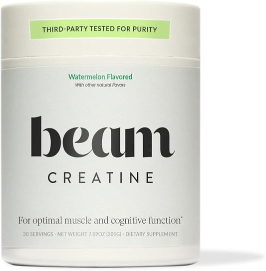 Beam Creatine Powder, Third Party Tested, Micronized Creatine Monohydrate Supplement, Creatine for Women and Men, Muscle Strength, Workout Recovery, Lean Muscle, 30 Servings, Watermelon Flavor