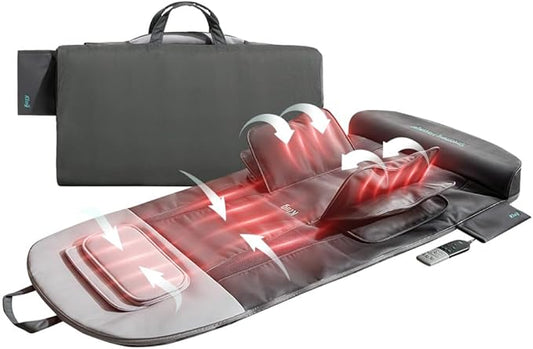 Klug Stretching Massager Ultra, Effortless auto-Stretching Mat, Ease Back & Neck Pain with 3 Intensity Levels 7 Exceptional Programs, 2 Levels of Heat Function, Foldable & Portable Design, Gray