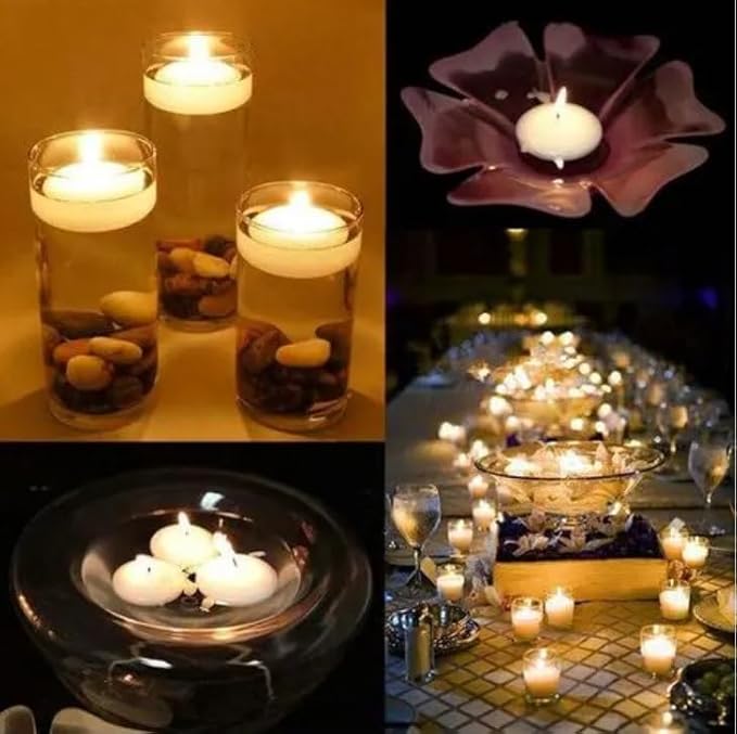 36 Floating Candles, Smoke-Free and odorless, Burning continuously for 8-10 Hours, White, 3-inch Floating Candles, Suitable for Valentine's Day, Weddings, Holidays, Home Decoration