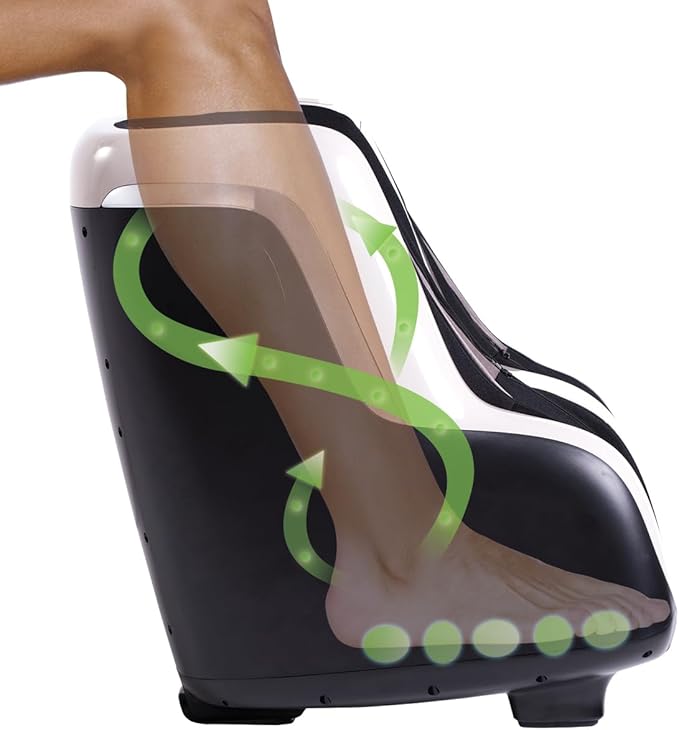 Human Touch Reflex SOL Foot & Calf Massager w/ Heat - Plantar Fasciitis Relief + Circulation + Shiatsu Deep Kneading + Vibrating for Stress + Compression - Adjustable for Women and Men up to Size 12