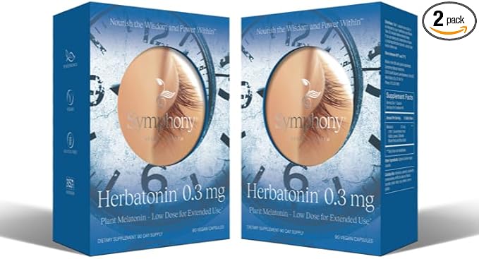 Herbatonin® 0.3 mg – The First Plant-Based, Natural Melatonin Supplement (Phyto-Melatonin) - Low Dose Sleep Aid, Supports Circadian Rhythm & Cellular Health – 180 Capsules (180 Day Supply)
