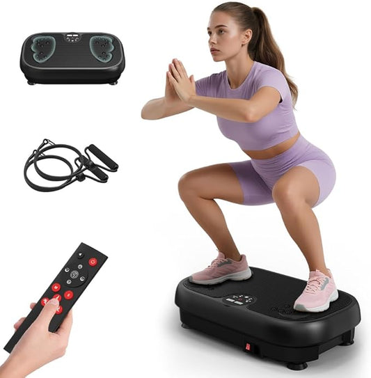 Relife Vibration Plate Exercise Machine Fitness Platform Whole Body Shaker Vibrate Stand Board Lymphatic Drainage Shaking for Weight Loss Fat Burning with 2 Resistance Bands Home Gyms Workout,400Lbs.
