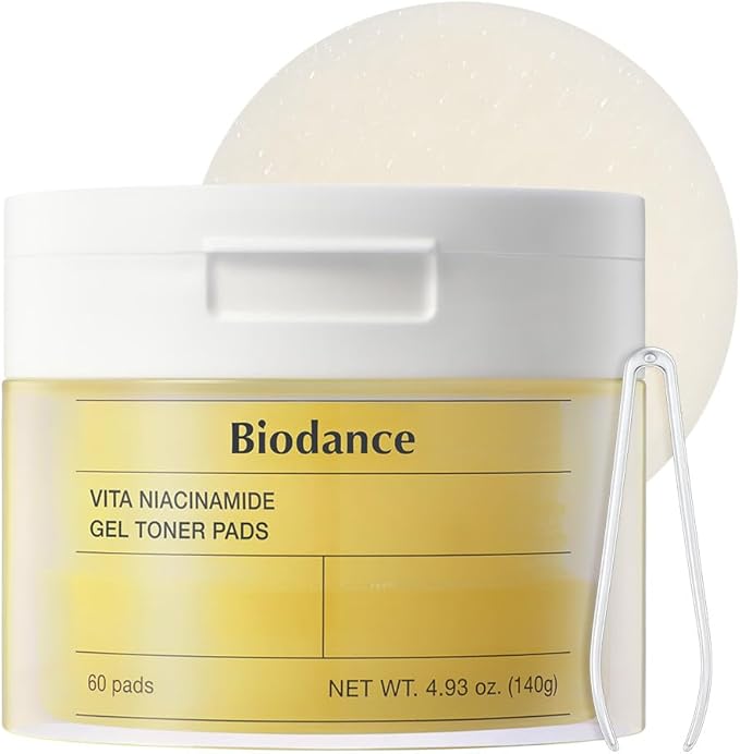Biodance Vita Niacinamide Gel Toner Pads, Dark Spot Corrector, Evening Skin Tone, Hydrating for Sensitive Skin, Gentle Exfoliating Toner Pads with Vitamin C, Korean Skincareㅣ4.93 fl.oz.(140g)*60Pads