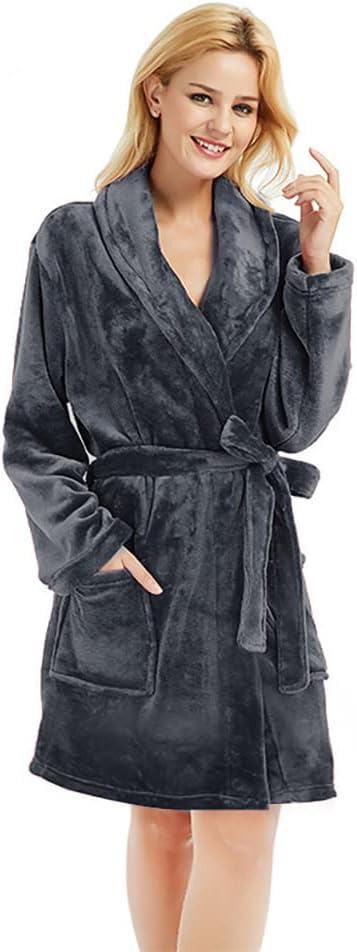 U2SKIIN Women Fleece Robe, Short Cozy Plush Robes for Womens Soft Shawl Collar Warm Spa Bathrobe
