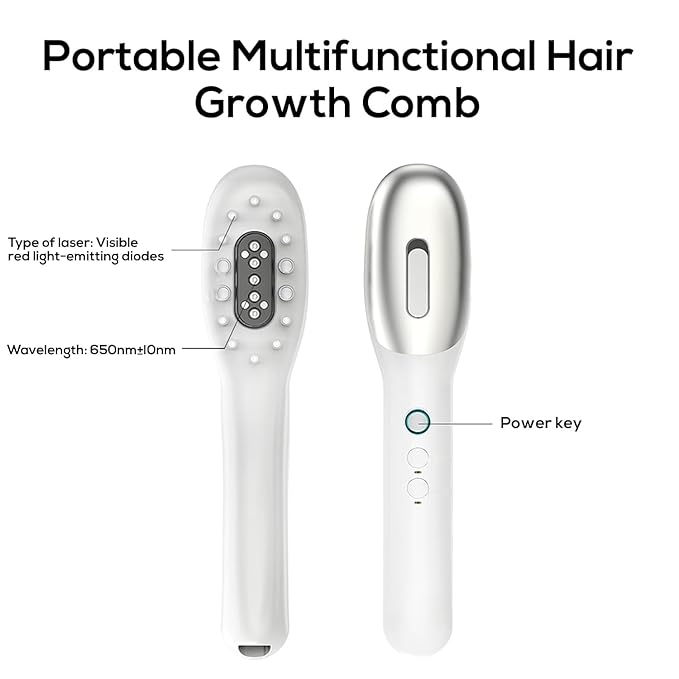 Laser Therapy Hair Growth Comb,Model: Lasercomb-001, Promote Hair Growth in Women and Men,Laser Comb is a Hand-Held Comb-Shaped Low Level Laser Therapy Device