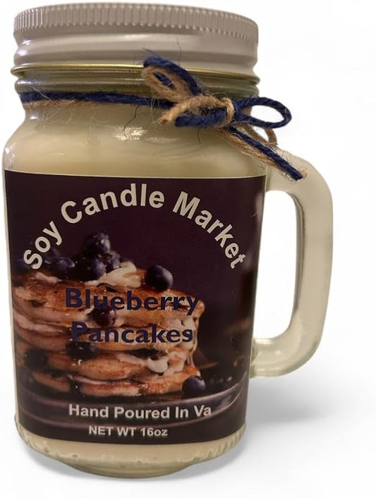Soy Scented Candles | Handmade & Highly Aromatic Candles Burns Upto 85 Hours in Glass Jar - Perfect for Home Decor, Wedding, Birthday, Dinner (Blueberry Pancake, 12 oz)