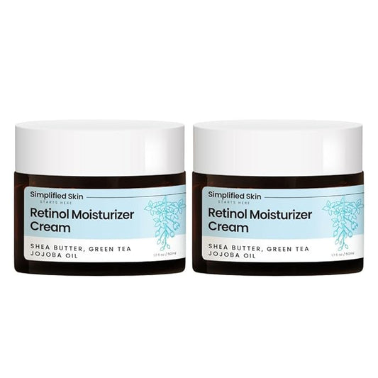 Retinol Cream for Face (2-Pack) – 2.5% Retinol Moisturizer for Fine Lines, Firming & Collagen Boost – Anti-Aging Night Wrinkle Cream with Hyaluronic Acid – 1.7 Oz