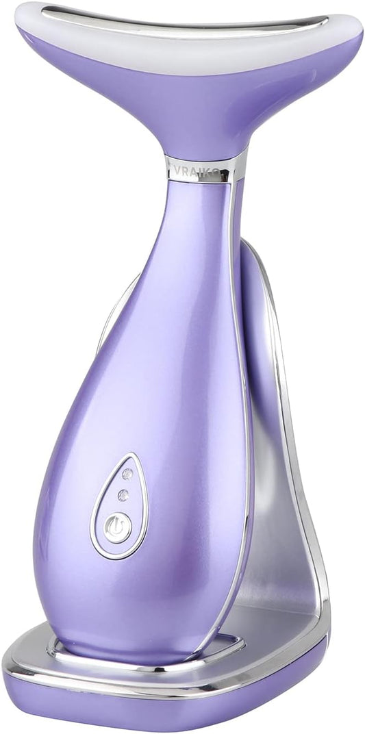 VRAIKO Lily Neck Face Massager, Face Sculpting Tool, Skin Rejuvenation Device with Thermal, Triple Action LED and Vibration, for Anti-Aging, Lifting and Tightening Sagging Skin (Violet)