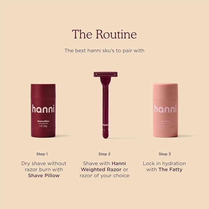 HANNI Weighted Dermaplane Razor with Blades, Safety Shaver for Women, Bikini and Sensitive Area Hair Remover, Smooth Glide Long Handle, Burgundy