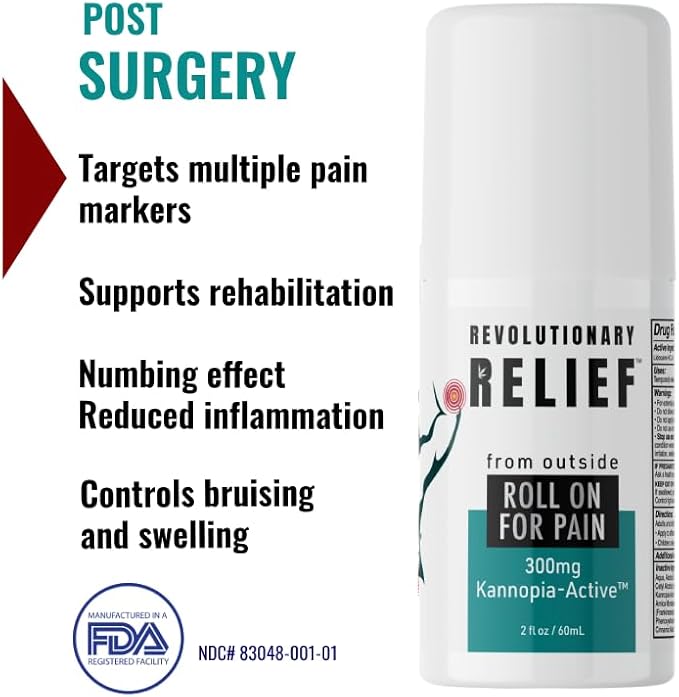 Instant Pain Relief Roll-On with 4% Lidocaine・230400mg Hemp Extract (=300mg KannopiaActive)・Post Surgery & Injury Support・Arnica・Doctor Recommended for Nerve・Joint・Sciatic Health・Free Sample* (2Pack)