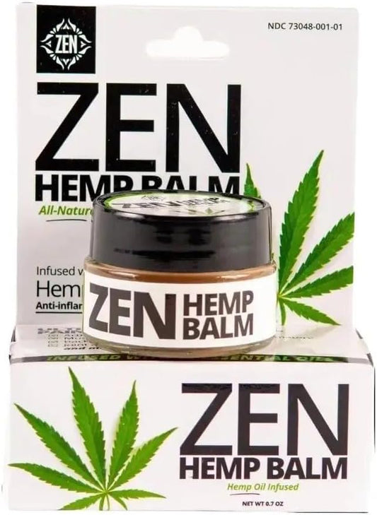ZEN Hemp Balm for Relief, Hemp Oil Extract for Joints, Back, Neck and Elbows, Hemp Infused Topical Cream - 0.7 oz (Pack of 1)