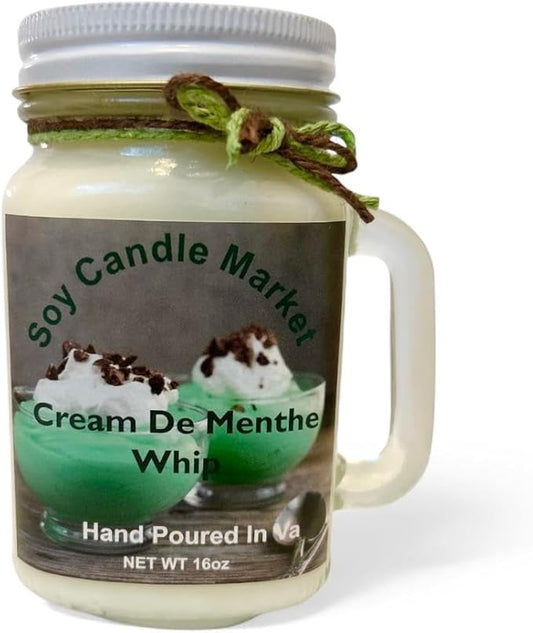 Soy Scented Candles | Handmade & Highly Aromatic Candles Burns Upto 85 Hours in Glass Jar - Perfect for Home Decor, Wedding, Birthday, Dinner (Cream De Menthe Whip, 12 oz)