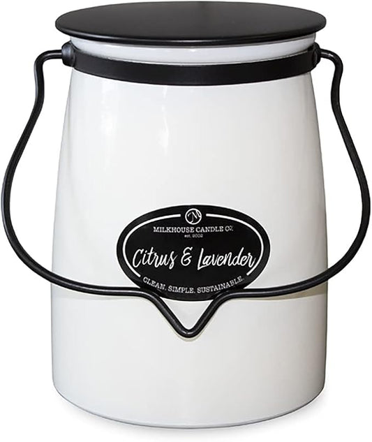 Milkhouse Candle Company - Citrus & Lavender - Creamery Collection - 22oz Single Cotton Wick Soy Candles with Beeswax - Long Burn Time, Made in The USA - Non Toxic, Premium Scented Candles