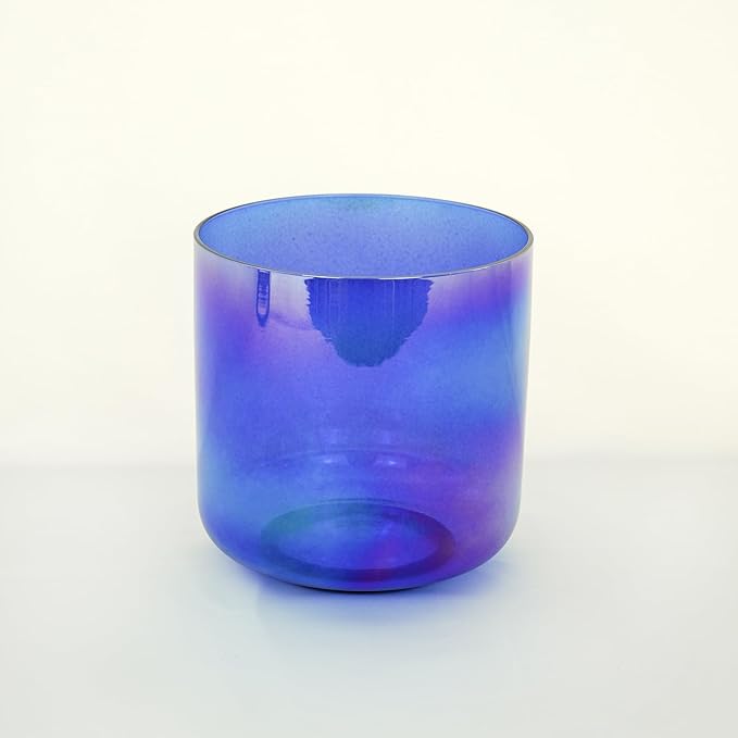 Hye-eun Cosmic Light Clear Crystal Singing Bowl G Note 6 Inch Quartz Sound Throat Chakra Blue Transparent Bowl Mallet & O-ring are Included