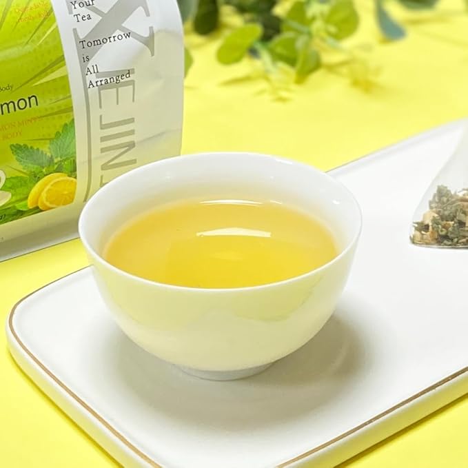 XIEJINJI Peppermint Lemon Tea Bags, 4.2g x 40 Count (5.9 oz), 100% Natural Lemon & Peppermint Leaves, No Flavoring - No Additives - Caffeine Free, Eco-Conscious Pyramid Clear Filter Teabag