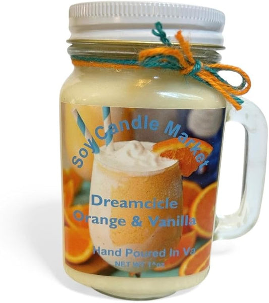 Soy Scented Candles | Handmade & Highly Aromatic Candles Burns Upto 85 Hours in Glass Jar - Perfect for Home Decor, Wedding, Birthday, Dinner (Dreamcicle, 12 oz)