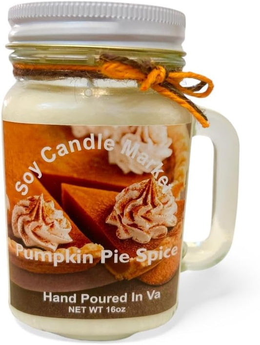 Soy Scented Candles | Handmade & Highly Aromatic Candles Burns Upto 85 Hours in Glass Jar - Perfect for Home Decor, Wedding, Birthday, Dinner (Pumpkin Pie Spice, 12 oz)