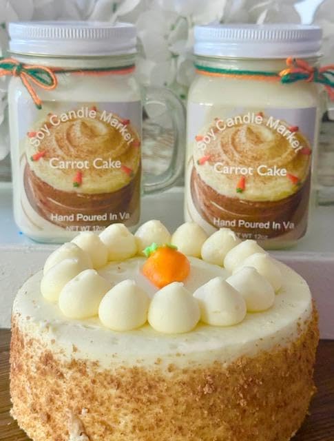 Soy Scented Candles | Handmade & Highly Aromatic Candles Burns Upto 85 Hours in Glass Jar - Perfect for Home Decor, Wedding, Birthday, Dinner (Carrot Cake, 12 oz)