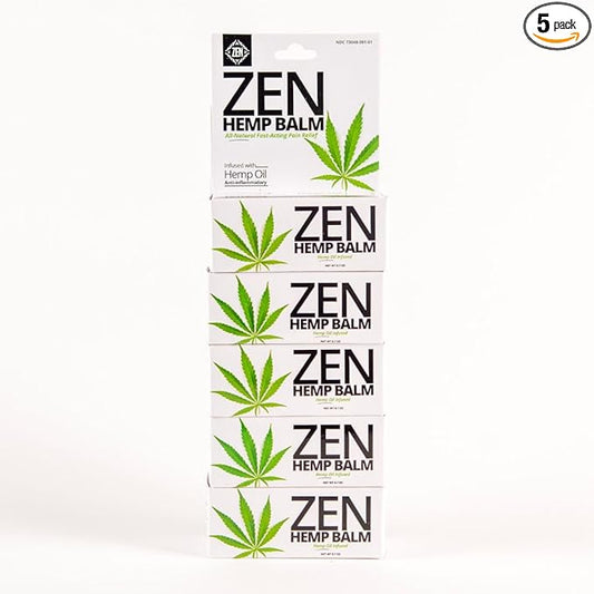 ZEN Hemp Balm for Relief, Hemp Oil Extract for Joints, Back, Neck and Elbows, Hemp Infused Topical Cream (Pack of 5)