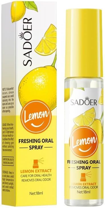 SADOER, Lemon Fresh Travel, Breath Freshening Oral Spray, Portable Convenience, Clear, 18 ml