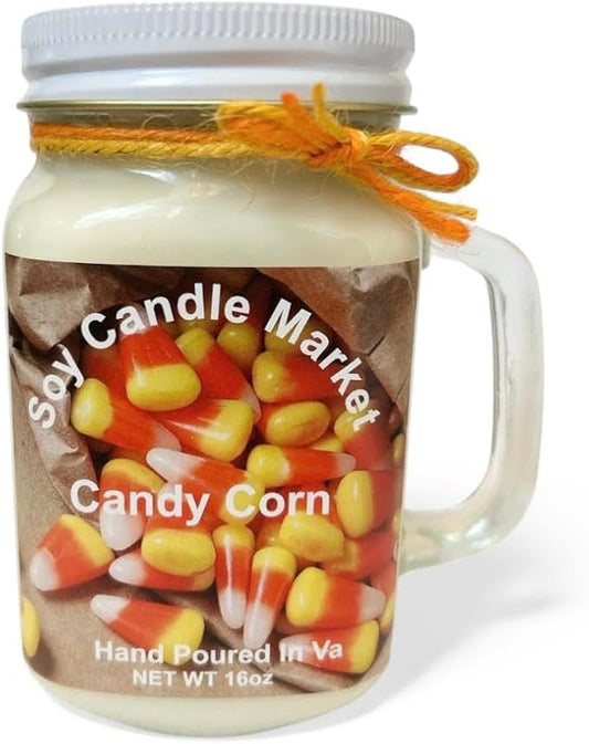 Soy Scented Candles | Handmade & Highly Aromatic Candles Burns Upto 85 Hours in Glass Jar - Perfect for Home Decor, Wedding, Birthday, Dinner (Candy Corn, 12 oz)