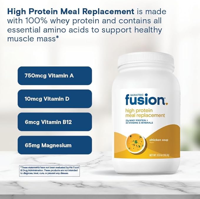 Bariatric Fusion Chicken Soup Meal Replacement 27g Protein Powder, 21 Serving Tub for Bariatric Surgery Patients Including Gastric Bypass and Sleeve Gastrectomy - No Gluten, Aspartame or Sugar