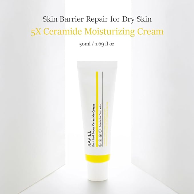 RAVIEL Enriched Super Ceramide Cream Radiance Boosting, Deep Hydration & Tone Enhancing Moisturizer with Niacinamide & Hyaluronic Acid for Dull, Uneven Skin, Korean Skincare, 50ml (1.69 fl oz)