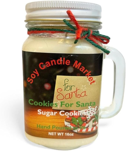 Soy Scented Candles | Handmade & Highly Aromatic Candles Burns Upto 85 Hours in Glass Jar - Perfect for Home Decor, Wedding, Birthday, Dinner (Cookies for Santa (Sugar Cookies), 16 oz)