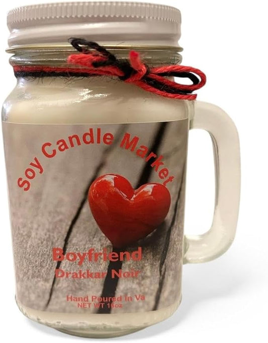 Soy Scented Candles | Handmade & Highly Aromatic Candles Burns Upto 85 Hours in Glass Jar - Perfect for Home Decor, Wedding, Birthday, Dinner (Boyfriend, 12 oz)