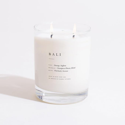 Brooklyn Candle Studio Bali Classic 2 Wick Candle - Luxury Scented Candle, Vegan Soy Wax, Hand Poured in The USA, 70 Hour Slow Burn Time - 13oz