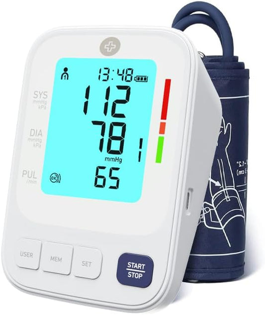 Blood Pressure Monitor, Upper Arm Electronic, Stores Up to 2 x 120 Readings. User Friendly with BP Log and Carrying Pouch. Digital Monitor